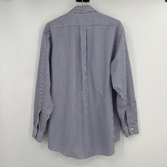 Brooks Brothers Classic Fit Button Down Shirt Blue White Striped Mens 16.5-35 - Picture 4 of 11